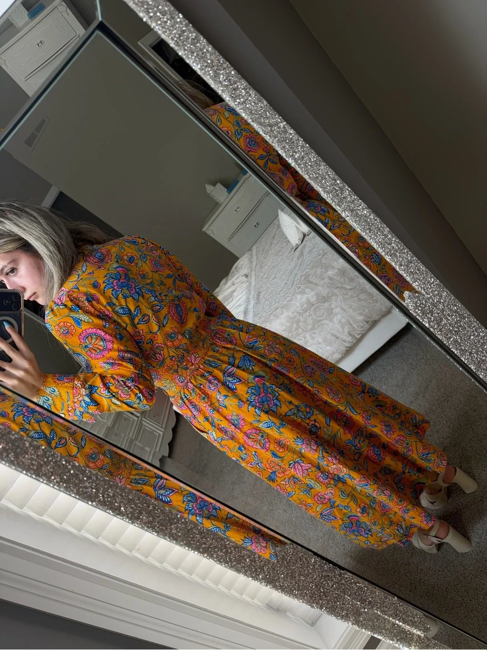 House of Harlow 1960 Yellow Floral Tie-Front Maxi Dress